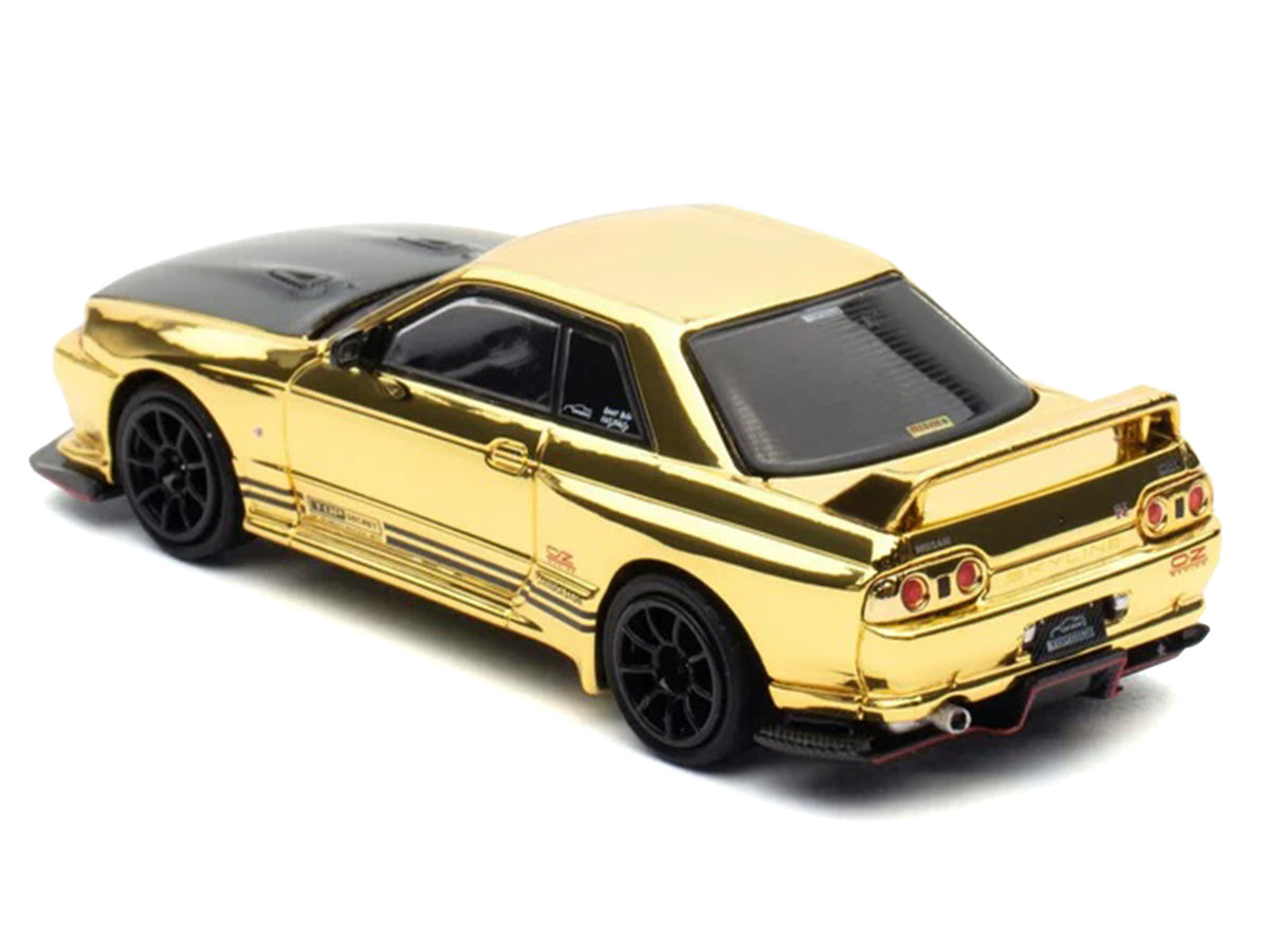 Nissan Skyline GT-R (R32) 'Top Secret' RHD (Right Hand Drive) Chrome Gold with Carbon Hood 'The Model Car Show Malaysia 2025 Event Edition' 1/64 Diecast Model Car by Inno Models