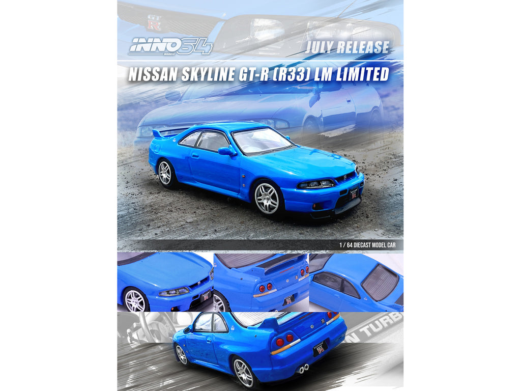 Nissan Skyline GT-R (R33) RHD (Right Hand Drive) Blue 'LM Limited' 1/64 Diecast Model Car by Inno Models