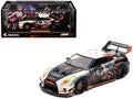 Nissan GT-R (R35) Widebody RHD (Right Hand Drive) Black and White with Graphics 'AORUS X INNO64 Limited Edition' 1/64 Diecast Model Car by Inno Models