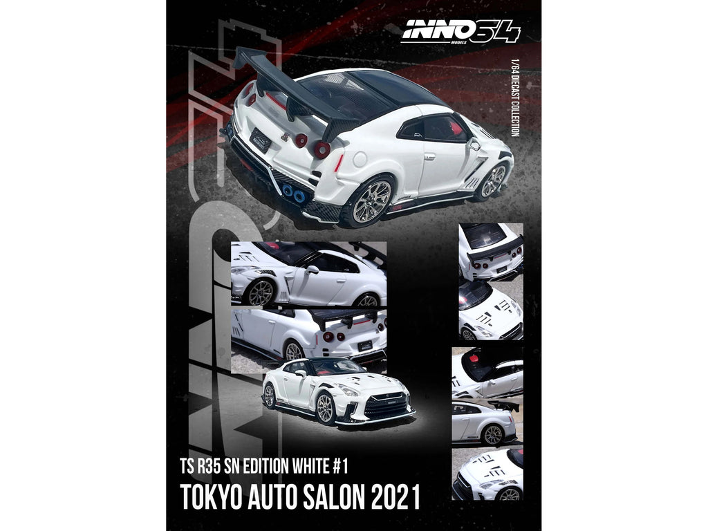 Nissan GT-R (R35) 'Top Secret' RHD (Right Hand Drive) White with Black Top 'Tokyo Auto Salon 2021' 1/64 Diecast Model Car by Inno Models