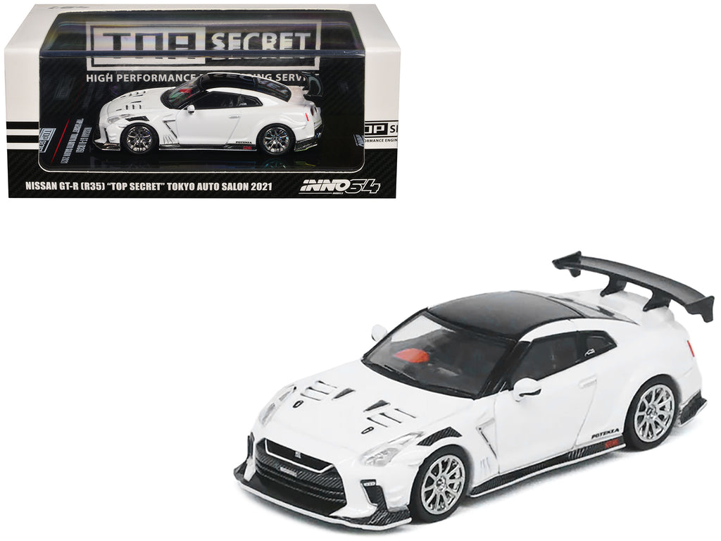 Nissan GT-R (R35) 'Top Secret' RHD (Right Hand Drive) White with Black Top 'Tokyo Auto Salon 2021' 1/64 Diecast Model Car by Inno Models