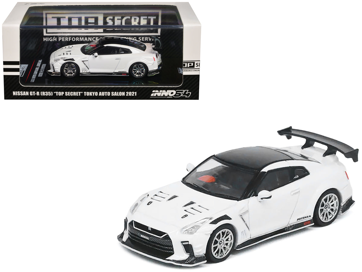Nissan GT-R (R35) 'Top Secret' RHD (Right Hand Drive) White with Black Top 'Tokyo Auto Salon 2021' 1/64 Diecast Model Car by Inno Models