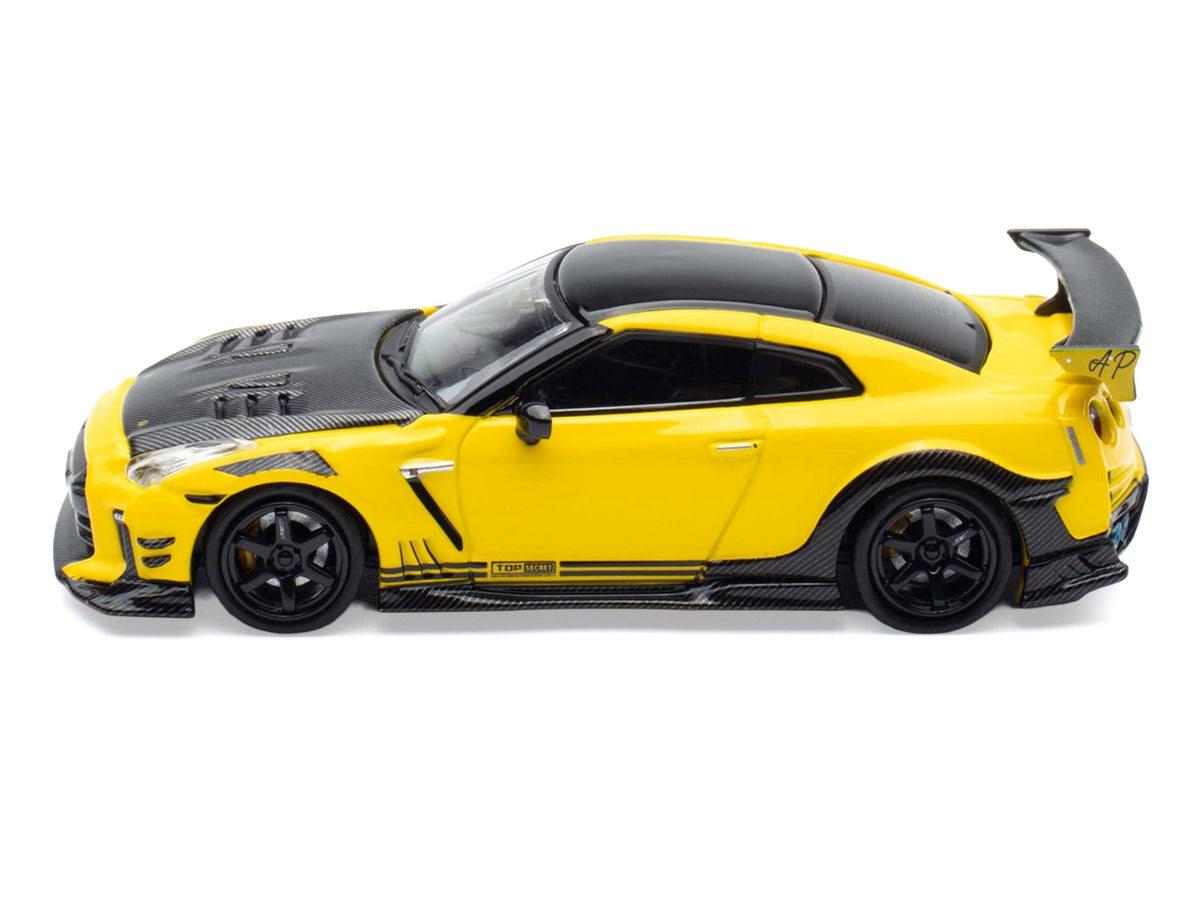 Nissan GT-R (R35) RHD (Right Hand Drive) Yellow with Carbon Hood and Black Top 'The Model Car Show Singapore 2025 Event Edition' 1/64 Diecast Model Car by Inno Models