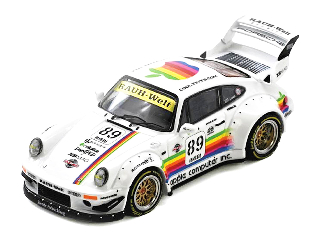 RWB 930 #89 'Apple Livery' White with Stripes 1/64 Diecast Model Car by Inno Models