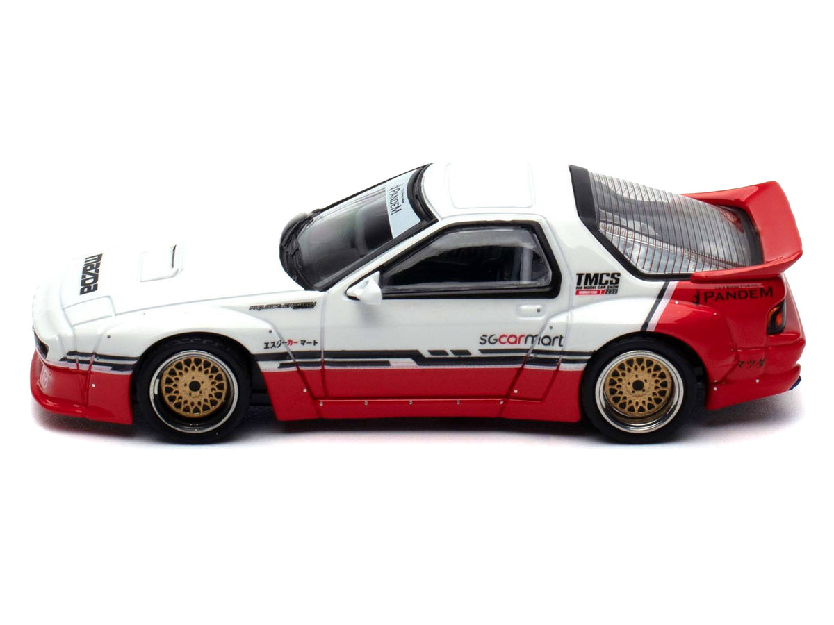 Mazda RX-7 (FC3S) 'Pandem Rocket Bunny' White and Red with Black Stripes 'The Model Car Show Singapore 2025 Event Edition' 1/64 Diecast Model Car by Inno Models
