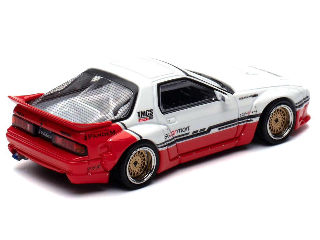 Mazda RX-7 (FC3S) 'Pandem Rocket Bunny' White and Red with Black Stripes 'The Model Car Show Singapore 2025 Event Edition' 1/64 Diecast Model Car by Inno Models