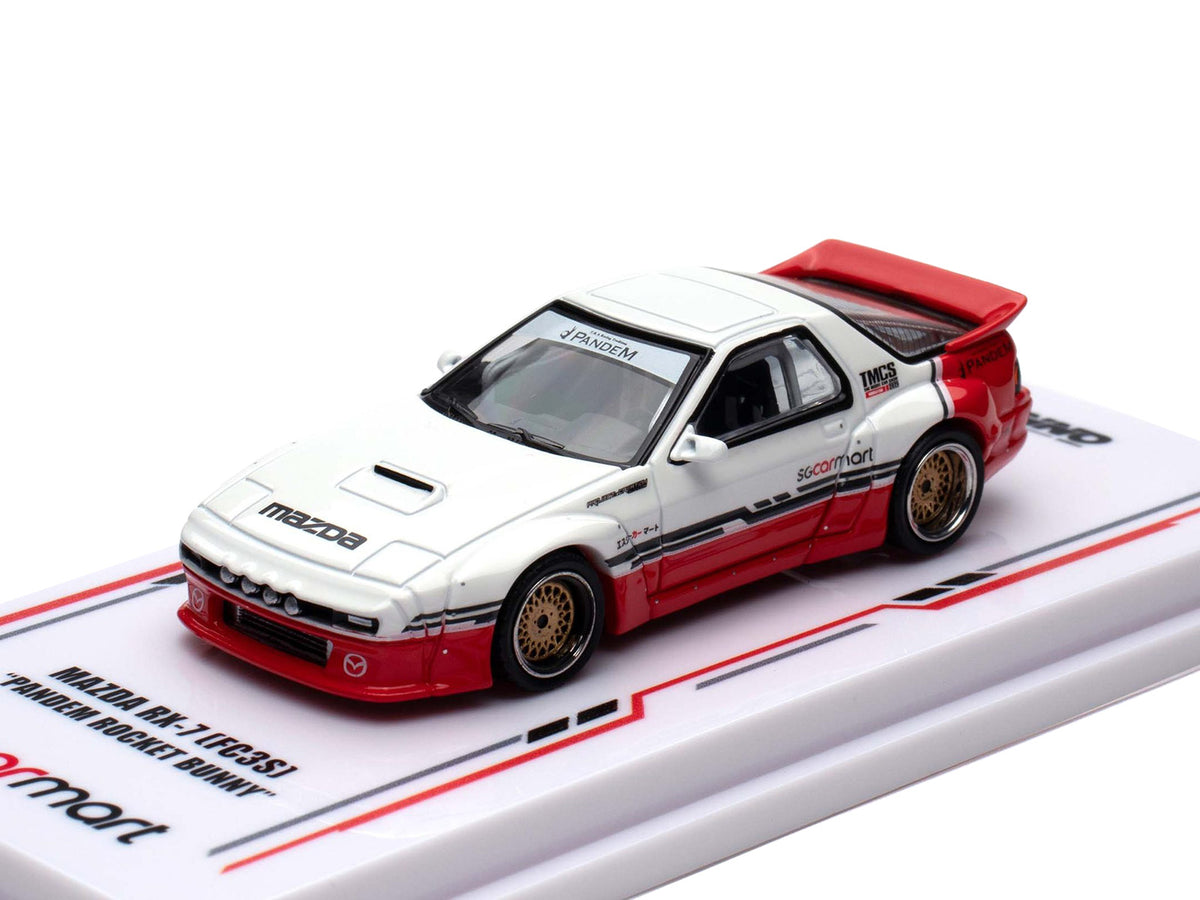 Mazda RX-7 (FC3S) 'Pandem Rocket Bunny' White and Red with Black Stripes 'The Model Car Show Singapore 2025 Event Edition' 1/64 Diecast Model Car by Inno Models