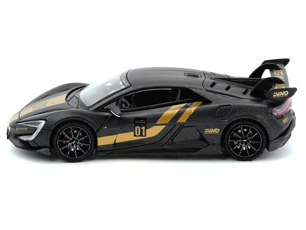 Yangwang U9 #01 Carbon Fiber with Gold Stripes 'APA XPO 2025 Event Edition' 1/64 Diecast Model Car by Inno Models