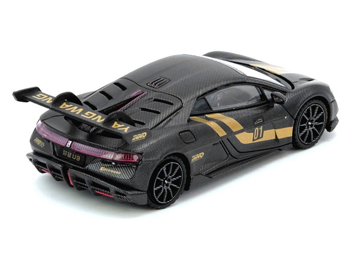 Yangwang U9 #01 Carbon Fiber with Gold Stripes 'APA XPO 2025 Event Edition' 1/64 Diecast Model Car by Inno Models