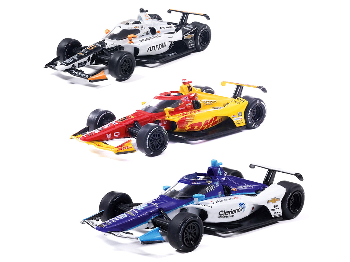 '109th Indianapolis 500' (2025) Podium Set of 3 IndyCars 1/64 Diecast Model Cars by IXO Models