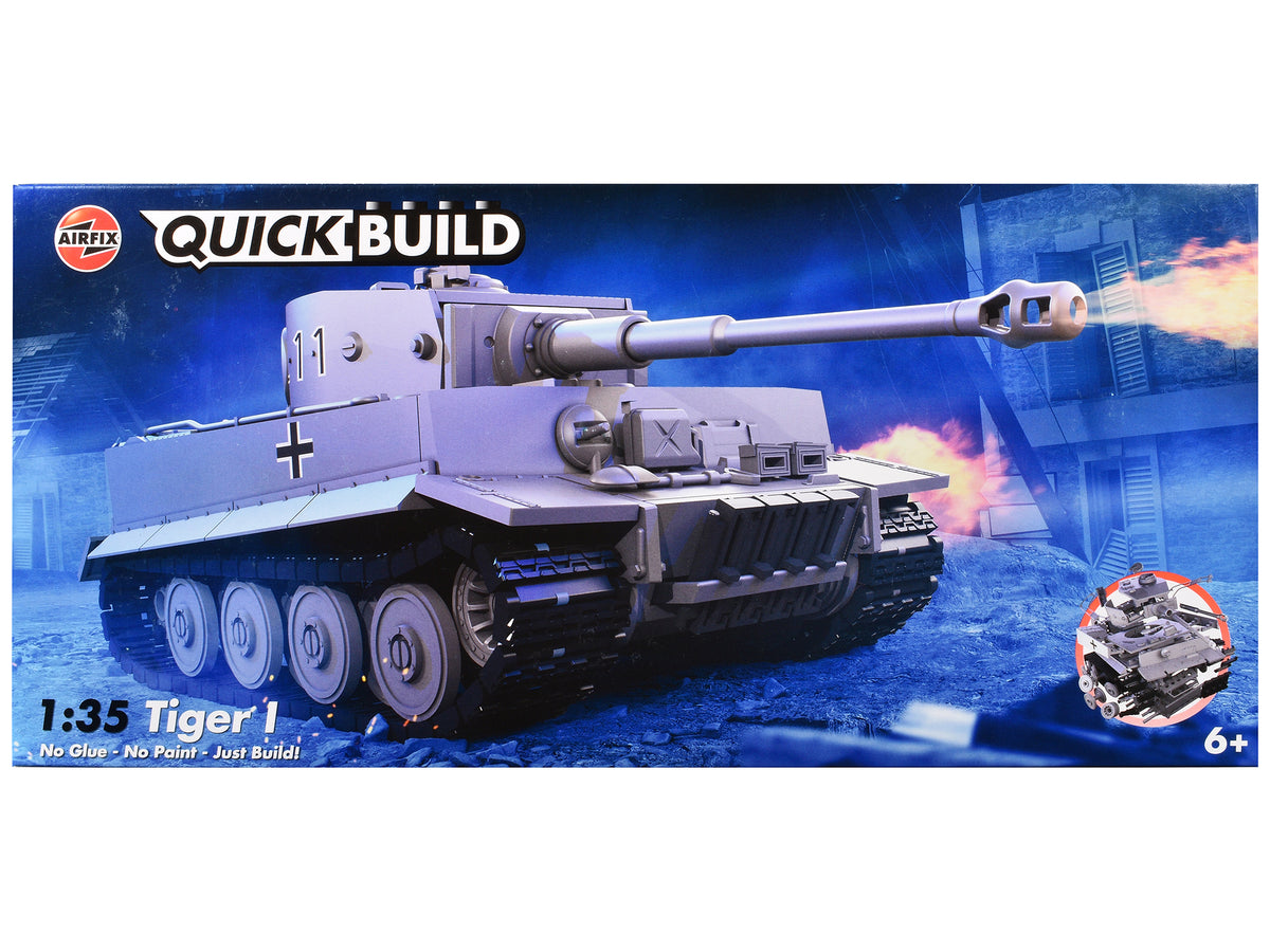 Skill 1 Model Kit Tiger I Tank 'German Army' Snap Together Painted Plastic Model Tank Kit 1/35 Scale by Airfix Quickbuild