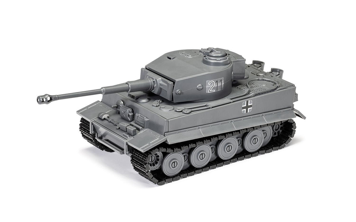 Skill 1 Model Kit Tiger I Tank 'German Army' Snap Together Painted Plastic Model Tank Kit 1/35 Scale by Airfix Quickbuild