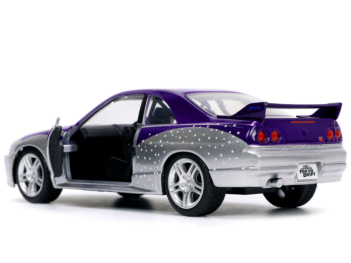 1995 Nissan Skyline GT-R (BCNR33) Purple and Silver Metallic 'Fast & Furious' Series 1/32 Diecast Model Car by Jada