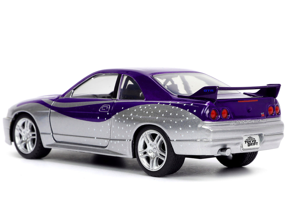 1995 Nissan Skyline GT-R (BCNR33) Purple and Silver Metallic 'Fast & Furious' Series 1/32 Diecast Model Car by Jada