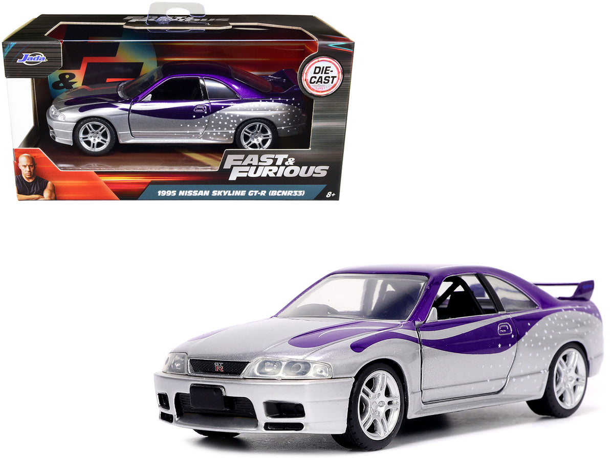 1995 Nissan Skyline GT-R (BCNR33) Purple and Silver Metallic 'Fast & Furious' Series 1/32 Diecast Model Car by Jada
