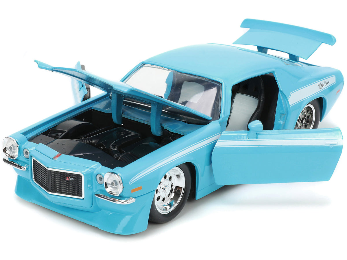 1971 Chevrolet Camaro Z/28 Light Blue with White Stripes 'Bigtime Muscle' Series 1/24 Diecast Model Car by Jada