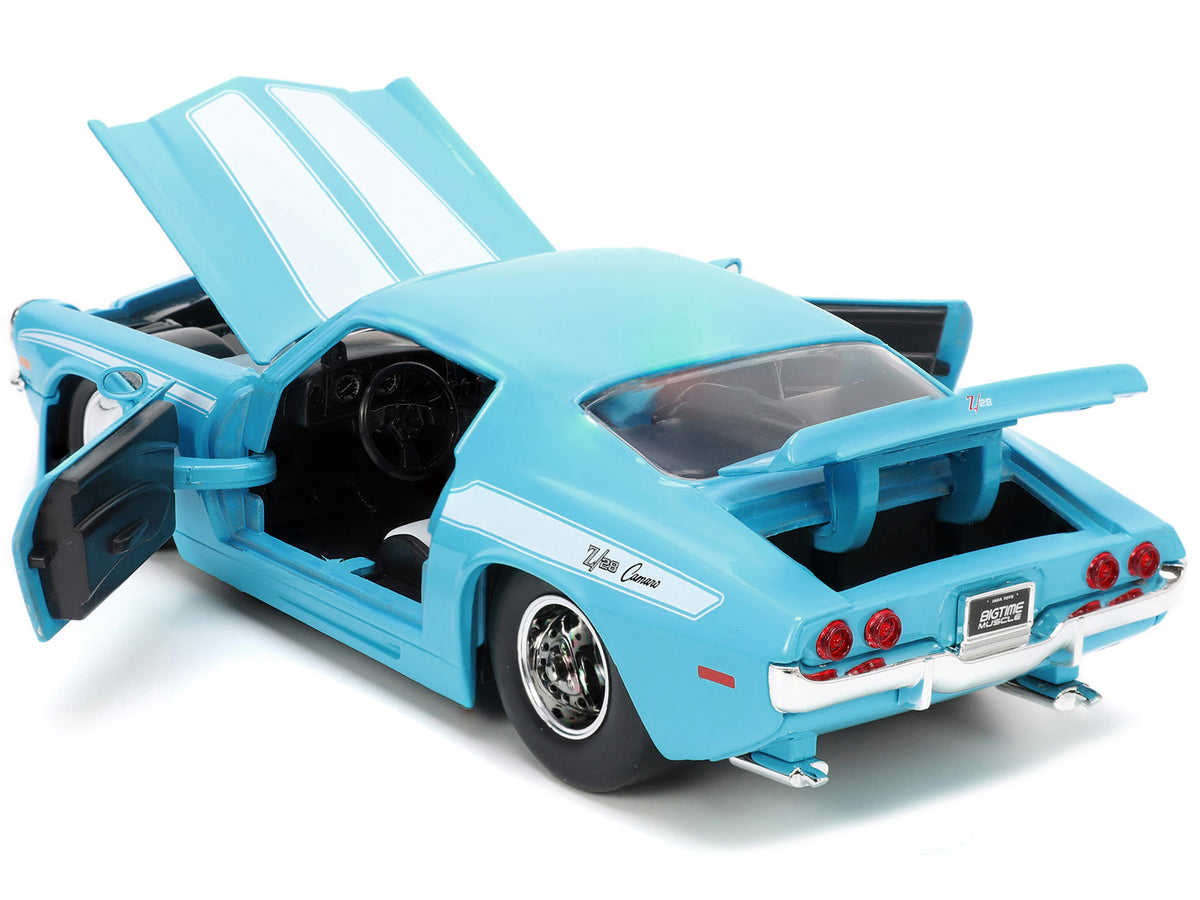 1971 Chevrolet Camaro Z/28 Light Blue with White Stripes 'Bigtime Muscle' Series 1/24 Diecast Model Car by Jada