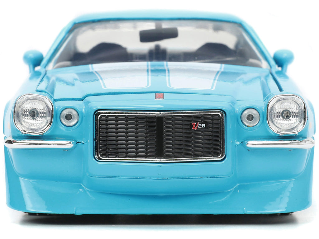 1971 Chevrolet Camaro Z/28 Light Blue with White Stripes 'Bigtime Muscle' Series 1/24 Diecast Model Car by Jada