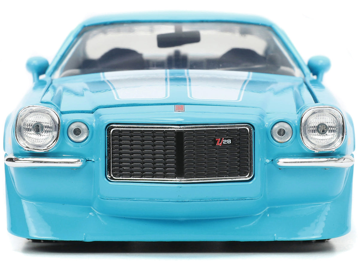1971 Chevrolet Camaro Z/28 Light Blue with White Stripes 'Bigtime Muscle' Series 1/24 Diecast Model Car by Jada