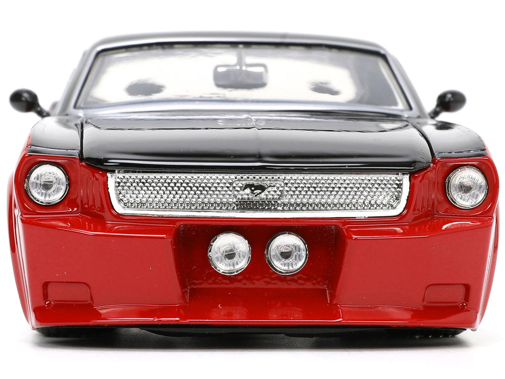 1965 Ford Mustang Custom Red and Black 'Bigtime Muscle' Series 1/24 Diecast Model Car by Jada