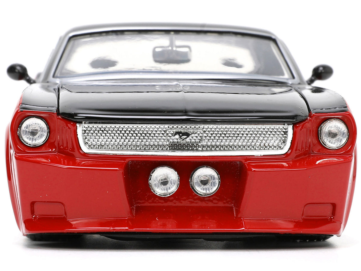 1965 Ford Mustang Custom Red and Black 'Bigtime Muscle' Series 1/24 Diecast Model Car by Jada