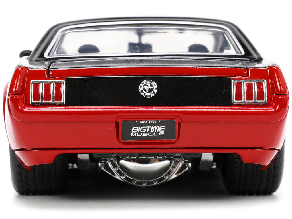 1965 Ford Mustang Custom Red and Black 'Bigtime Muscle' Series 1/24 Diecast Model Car by Jada