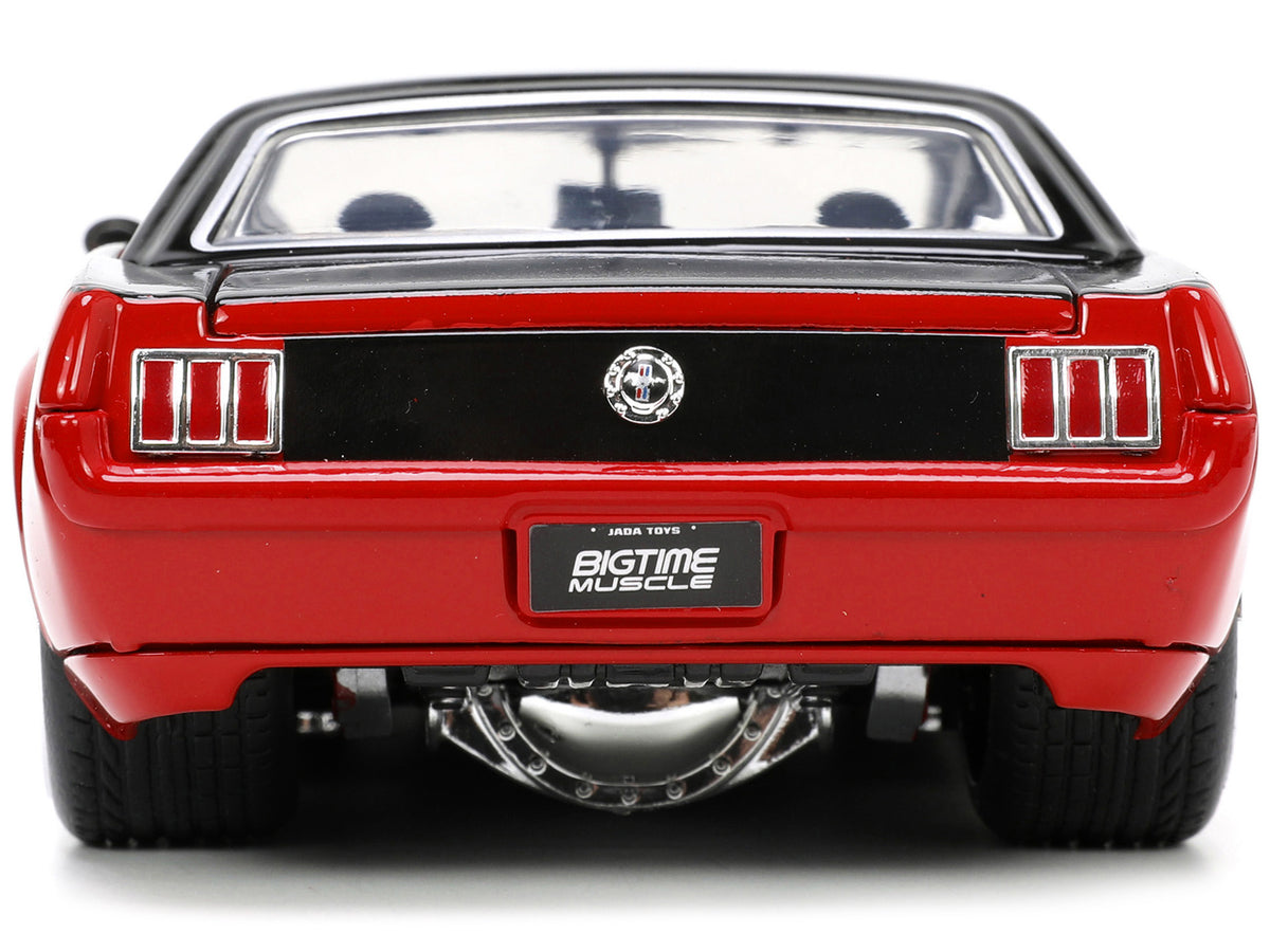 1965 Ford Mustang Custom Red and Black 'Bigtime Muscle' Series 1/24 Diecast Model Car by Jada