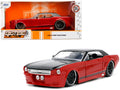 1965 Ford Mustang Custom Red and Black 'Bigtime Muscle' Series 1/24 Diecast Model Car by Jada