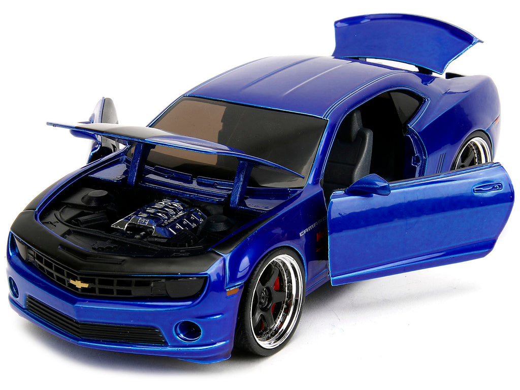 2010 Chevrolet Camaro Candy Blue with Black Hood 'Bigtime Muscle' Series 1/24 Diecast Model Car by Jada