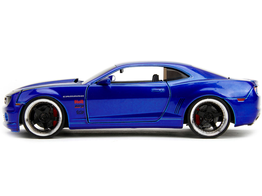 2010 Chevrolet Camaro Candy Blue with Black Hood 'Bigtime Muscle' Series 1/24 Diecast Model Car by Jada