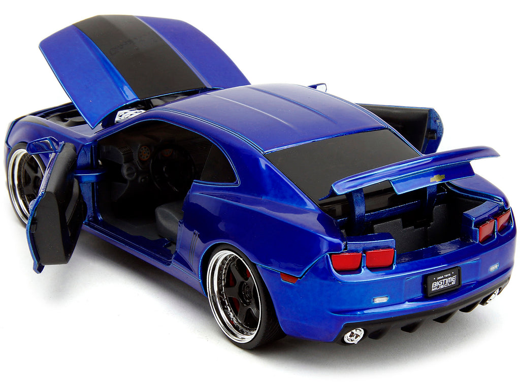 2010 Chevrolet Camaro Candy Blue with Black Hood 'Bigtime Muscle' Series 1/24 Diecast Model Car by Jada