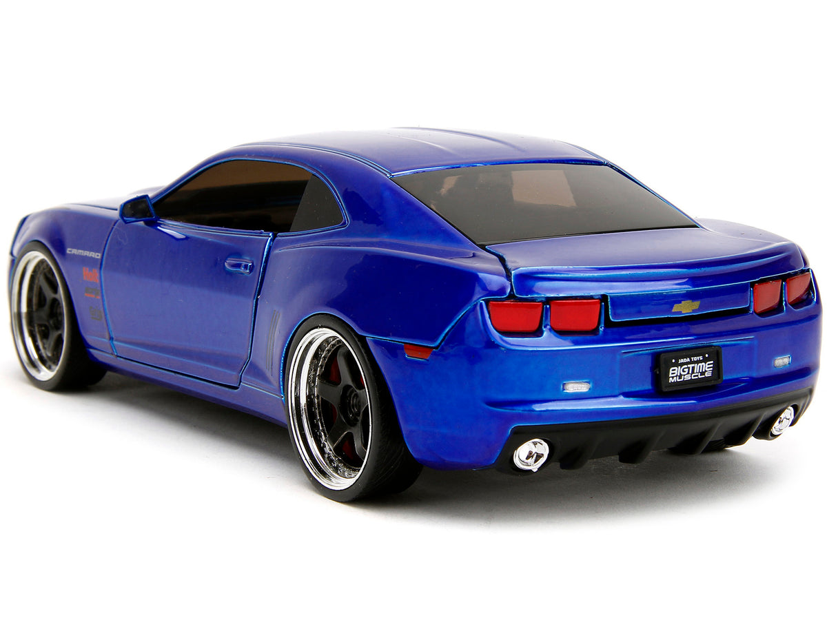 2010 Chevrolet Camaro Candy Blue with Black Hood 'Bigtime Muscle' Series 1/24 Diecast Model Car by Jada
