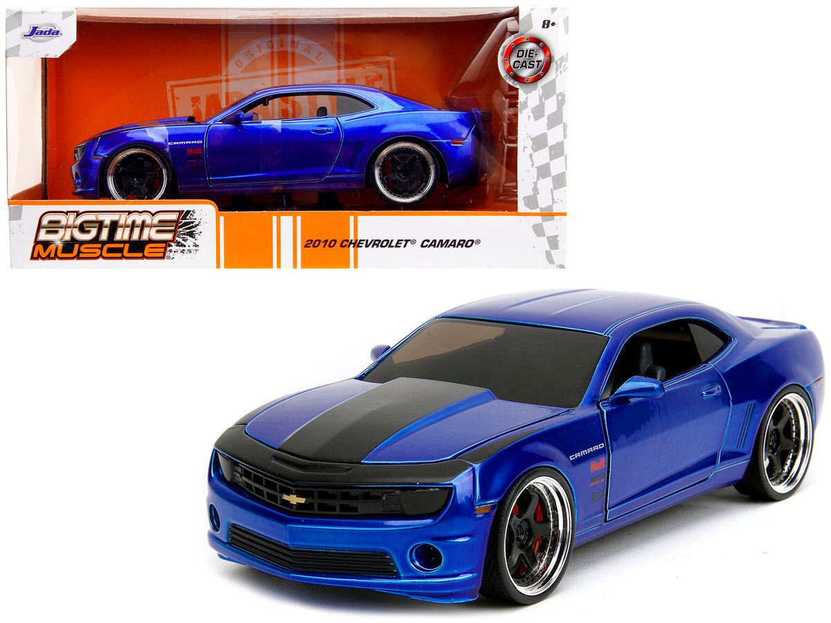 2010 Chevrolet Camaro Candy Blue with Black Hood 'Bigtime Muscle' Series 1/24 Diecast Model Car by Jada