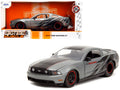 2010 Ford Mustang GT Matt Gray Metallic with Black Graphics and Stripes 'Ford Performance' 'Bigtime Muscle' Series 1/24 Diecast Model Car by Jada