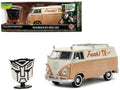 Volkswagen Bus 'WheelJack' Tan and Beige 'Frank's TV Repair' and Transformers Logo Diecast Statue 'Transformers: Rise of the Beasts' (2023) Movie 'Hollywood Rides' Series 1/24 Diecast Model Car by Jada