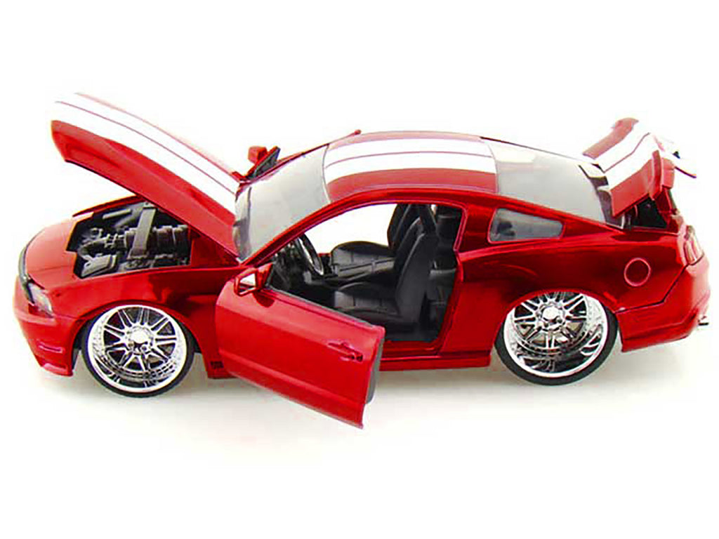 2010 Ford Mustang GT Red Metallic with White Stripes 'Bigtime Muscle' Series 1/24 Diecast Model Car by Jada