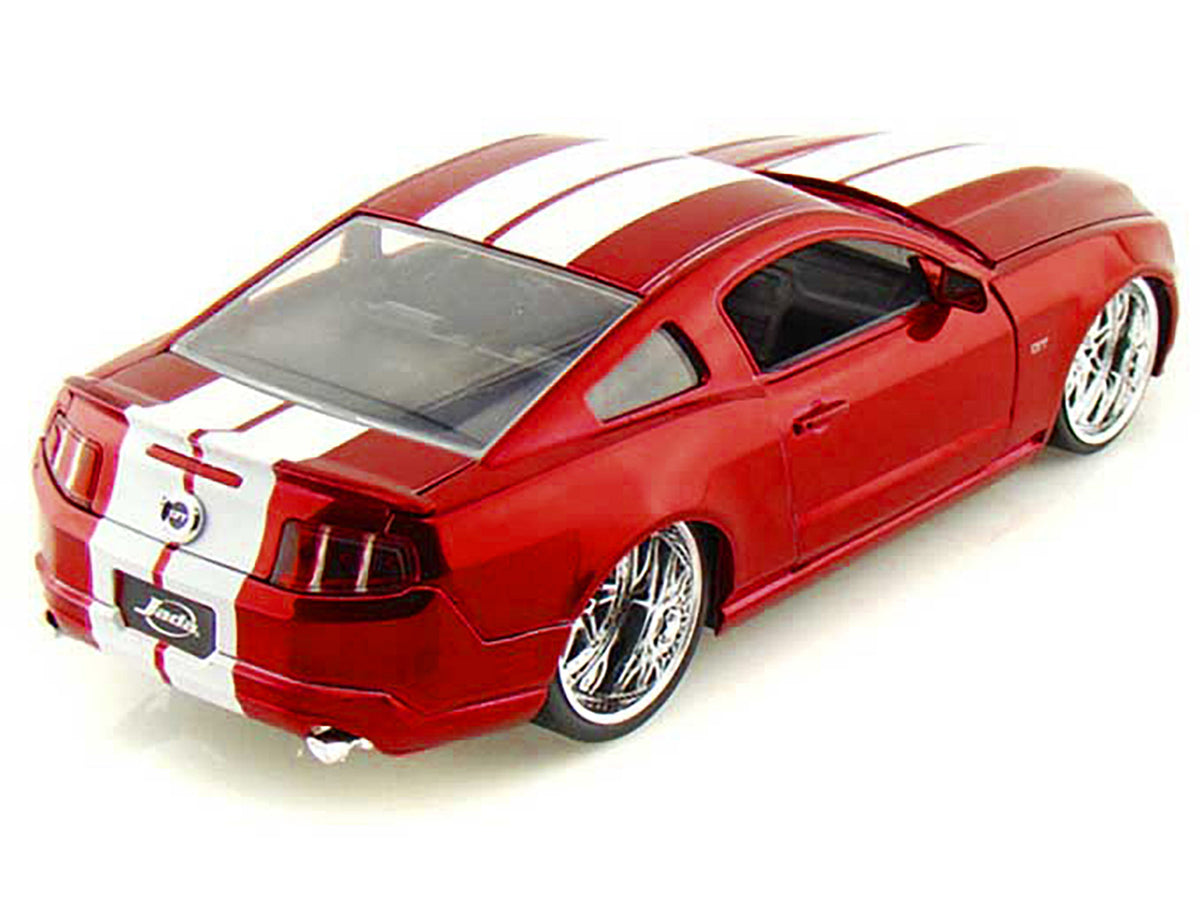 2010 Ford Mustang GT Red Metallic with White Stripes 'Bigtime Muscle' Series 1/24 Diecast Model Car by Jada