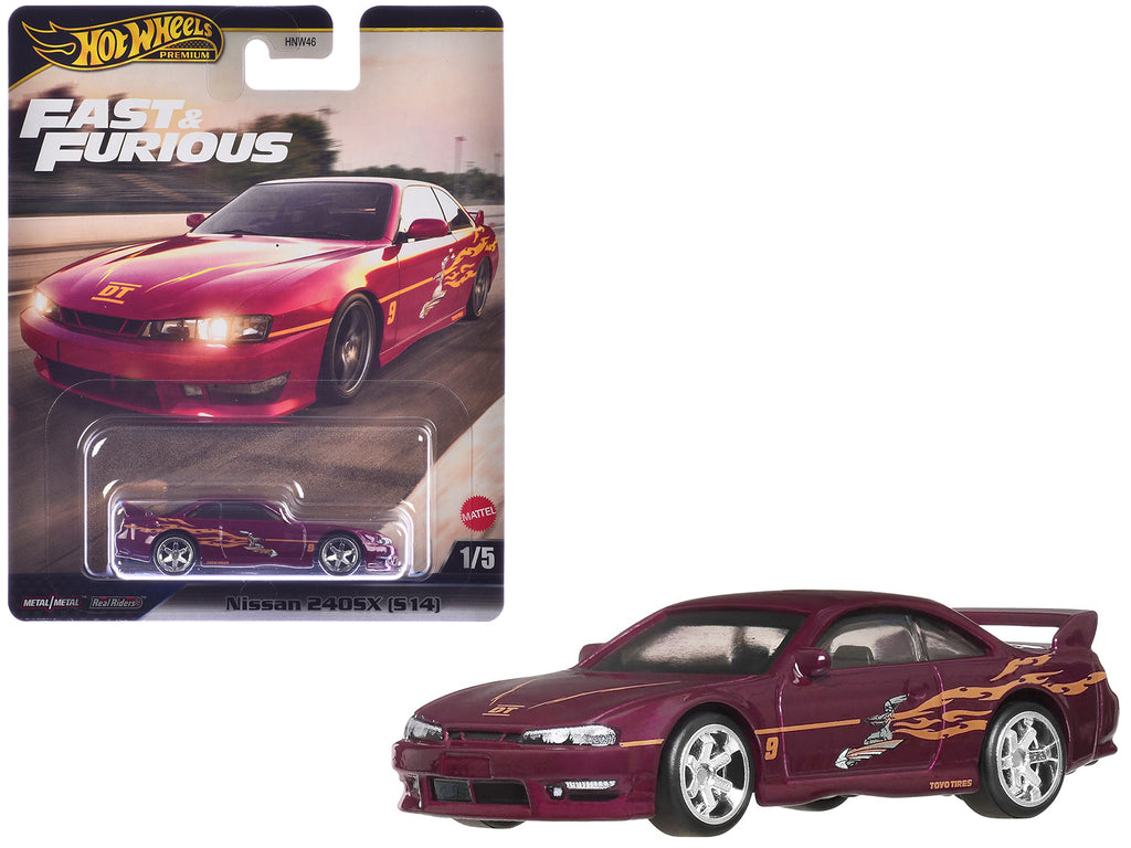 Nissan 240SX (S14) RHD (Right Hand Drive) Maroon with Graphics 'The Fast and the Furious' (2001) Movie 'Fast & Furious' Series Diecast Model Car by Hot Wheels