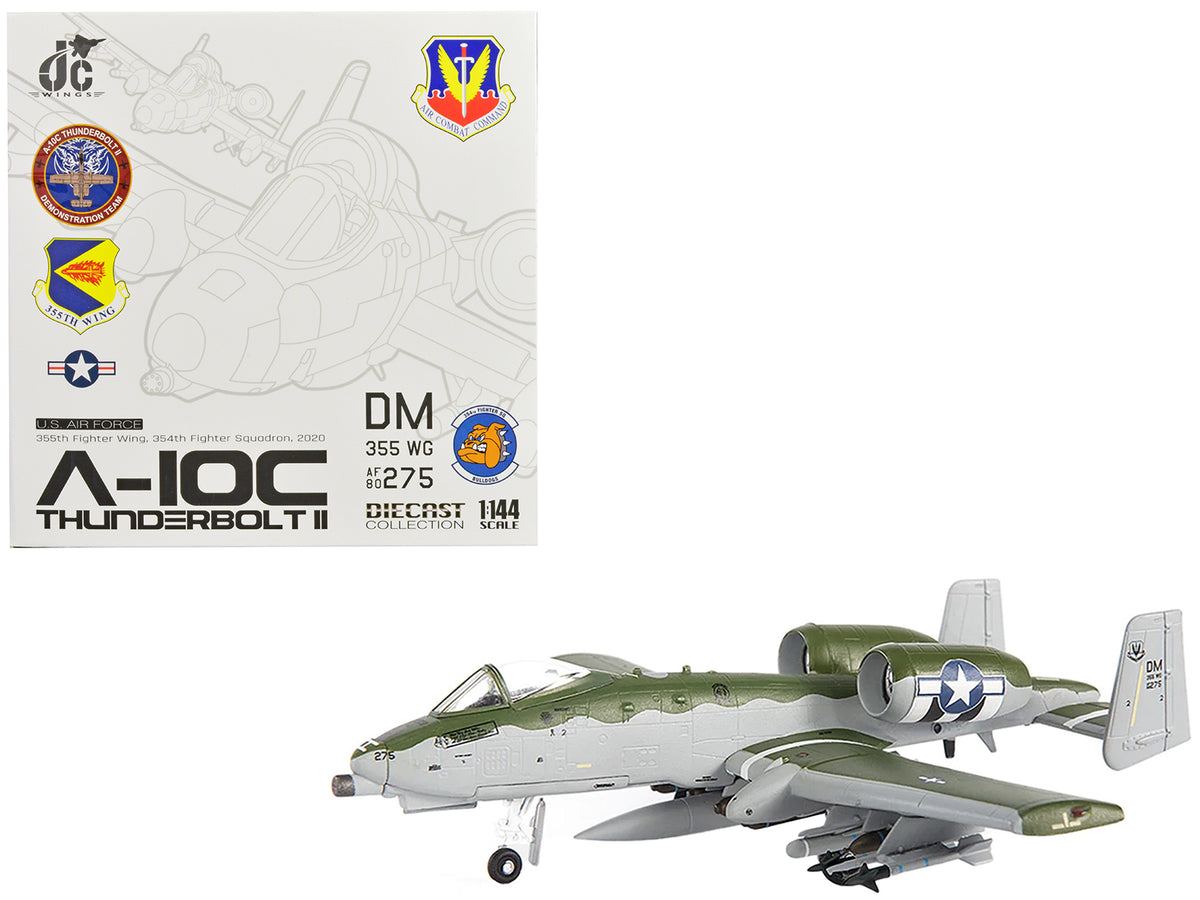 Fairchild Republic A-10C Thunderbolt II Attack Aircraft '355th Fighter Wing 354th Fighter Squadron Bulldogs' (2020) United States Air Force 1/144 Diecast Model by JC Wings
