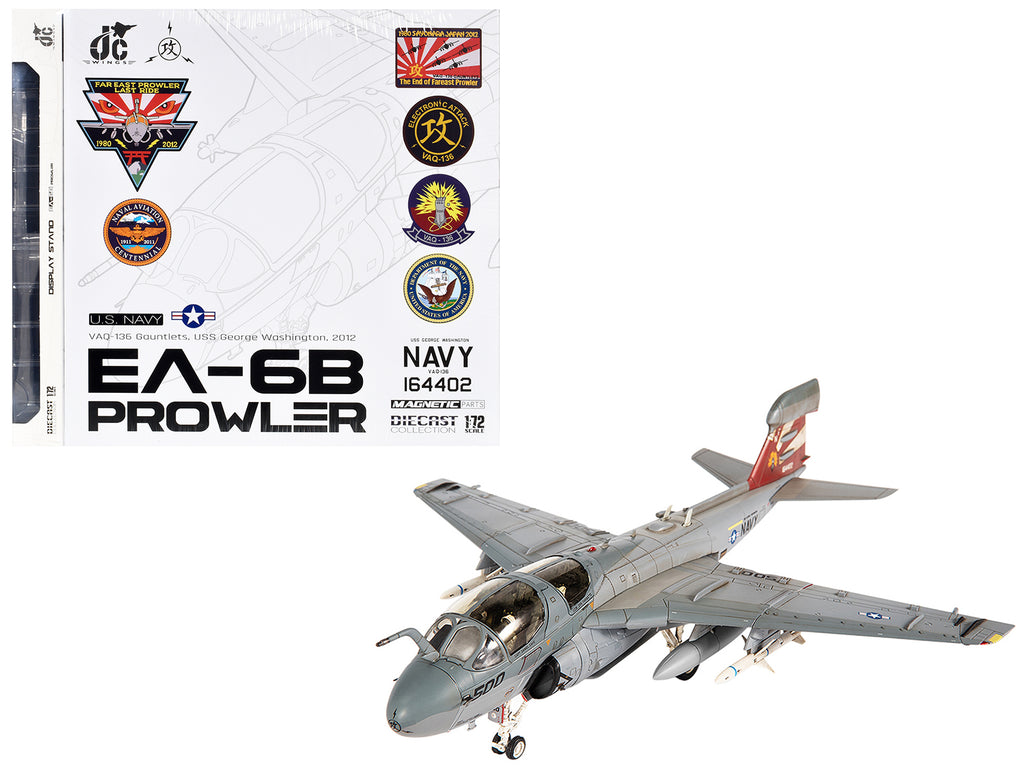 Grumman EA-6B Prowler Attack Aircraft 'VAQ-136 Gauntlets USS George Washington' (2012) United States Navy 1/72 Diecast Model by JC Wings