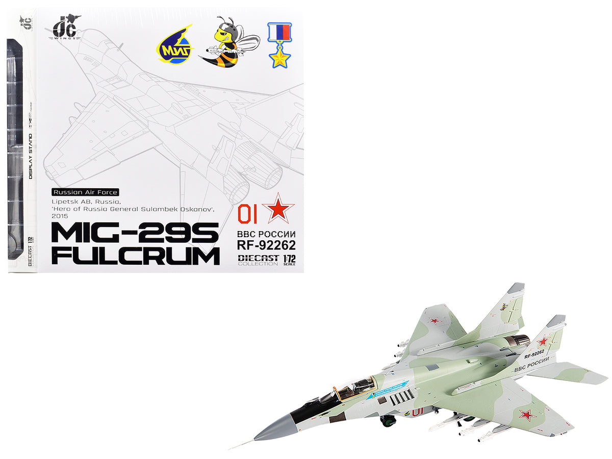 Mikoyan MiG-29S Fulcrum-C Fighter Aircraft 'Hero of Russia General Sulambek Oskanov Lipetsk AB Russia' (2018) Russian Air Force 1/72 Diecast Model by JC Wings