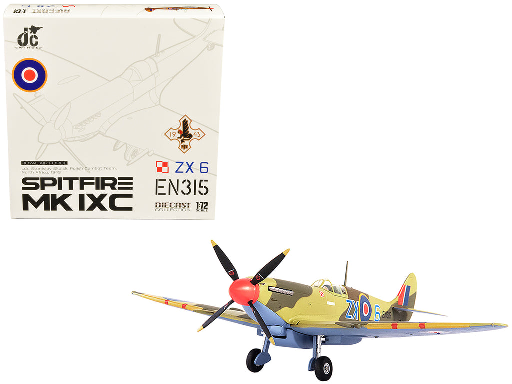 Supermarine Spitfire MK IXC Fighter Aircraft 'Royal Air Force Ldr. Stanislav Skalsk Polish Combat Team North Africa' (1943) 1/72 Diecast Model by JC Wings
