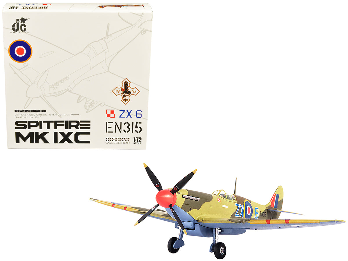 Supermarine Spitfire MK IXC Fighter Aircraft 'Royal Air Force Ldr. Stanislav Skalsk Polish Combat Team North Africa' (1943) 1/72 Diecast Model by JC Wings