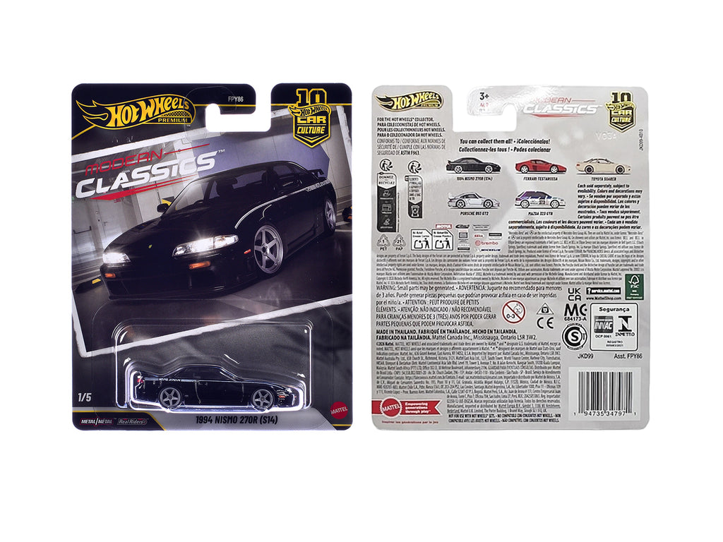 1994 Nissan Nismo 270R (S14) RHD (Right Hand Drive) Black with White Stripes 'Modern Classics' Series Diecast Model Car by Hot Wheels