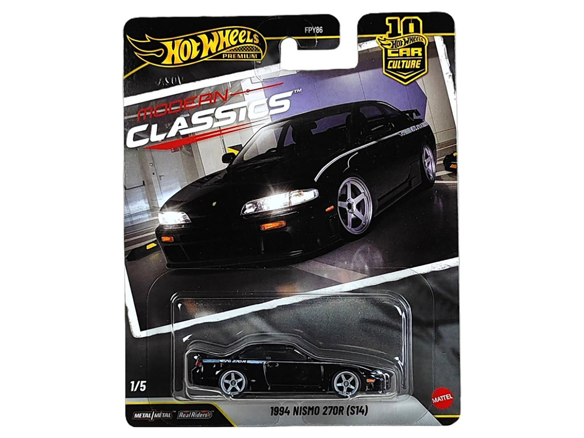 1994 Nissan Nismo 270R (S14) RHD (Right Hand Drive) Black with White Stripes 'Modern Classics' Series Diecast Model Car by Hot Wheels