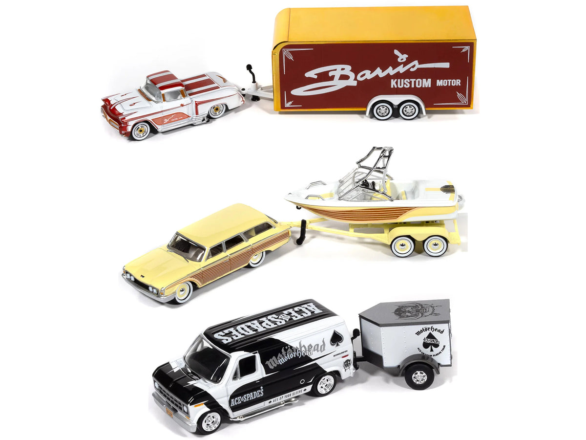 'Tow & Go' 2026 Release 2 Set of 3 pieces 1/64 Diecast Model Cars by Johnny Lightning