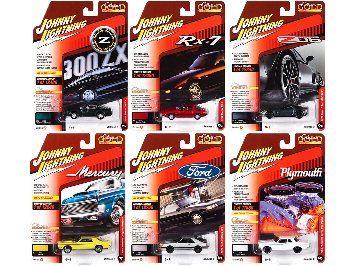 'Classic Gold Collection' 2022 Set B of 6 Cars Release 2 1/64 Diecast Model Cars by Johnny Lightning
