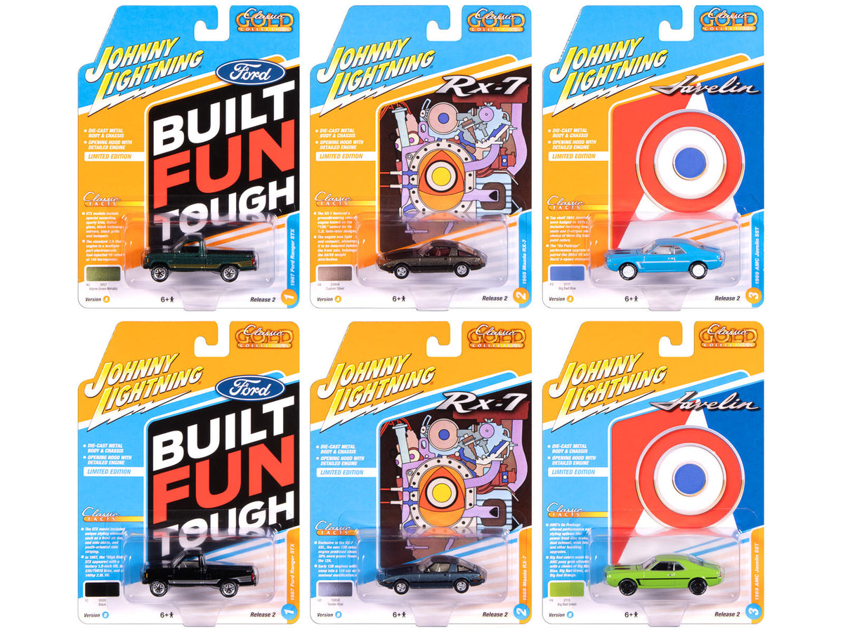 'Classic Gold Collection' 2025 Release 2 Set of 6 Cars 1/64 Diecast Model Cars by Johnny Lightning