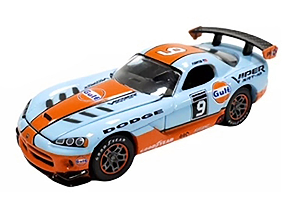 2008 Dodge Viper SRT10 #9 'Gulf Oil' Light Blue and Orange Limited Edition to 2496 pieces Worldwide 1/64 Diecast Model Car by Johnny Lightning