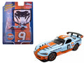 2008 Dodge Viper SRT10 #9 'Gulf Oil' Light Blue and Orange Limited Edition to 2496 pieces Worldwide 1/64 Diecast Model Car by Johnny Lightning